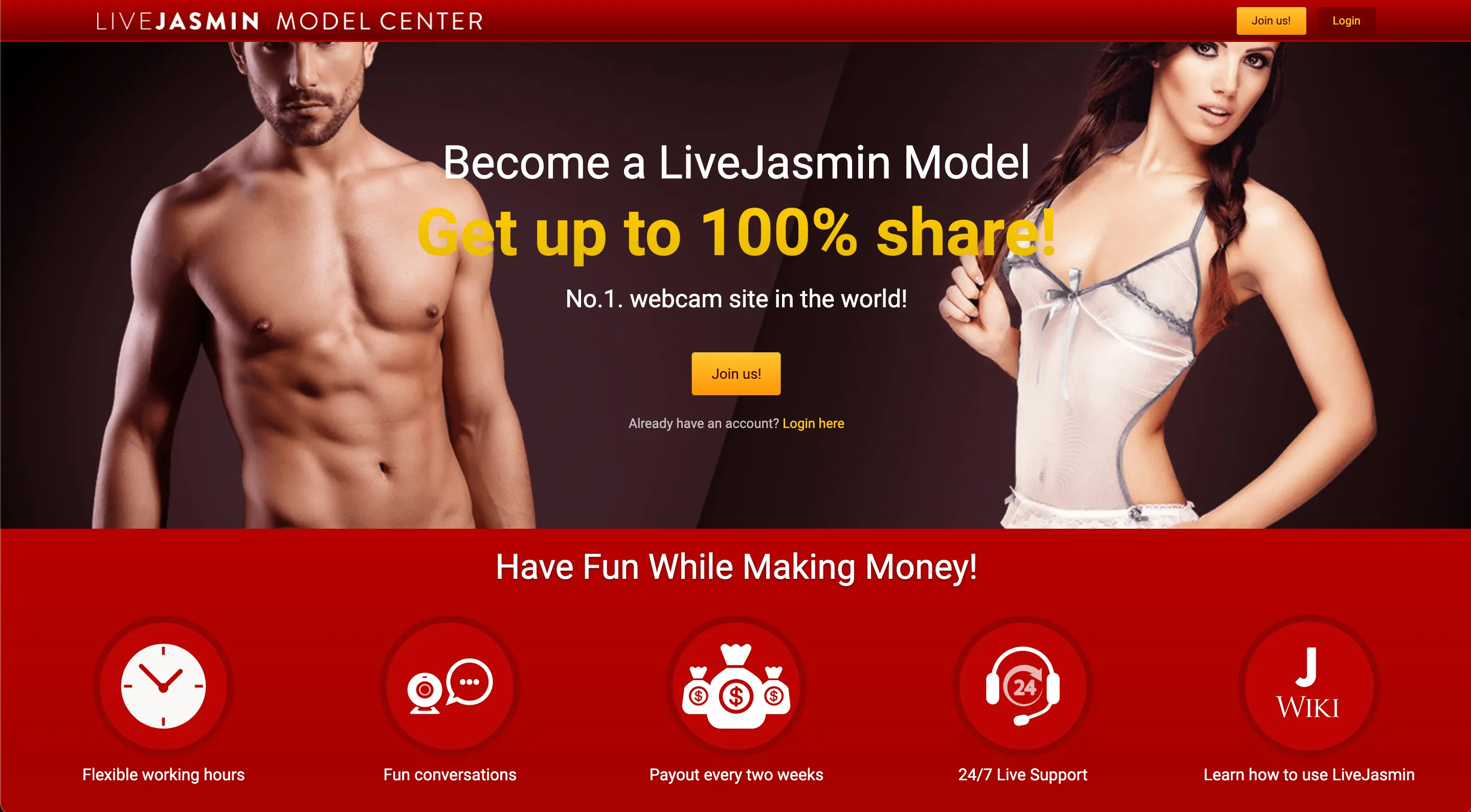 LiveJasmin Model Center homepage