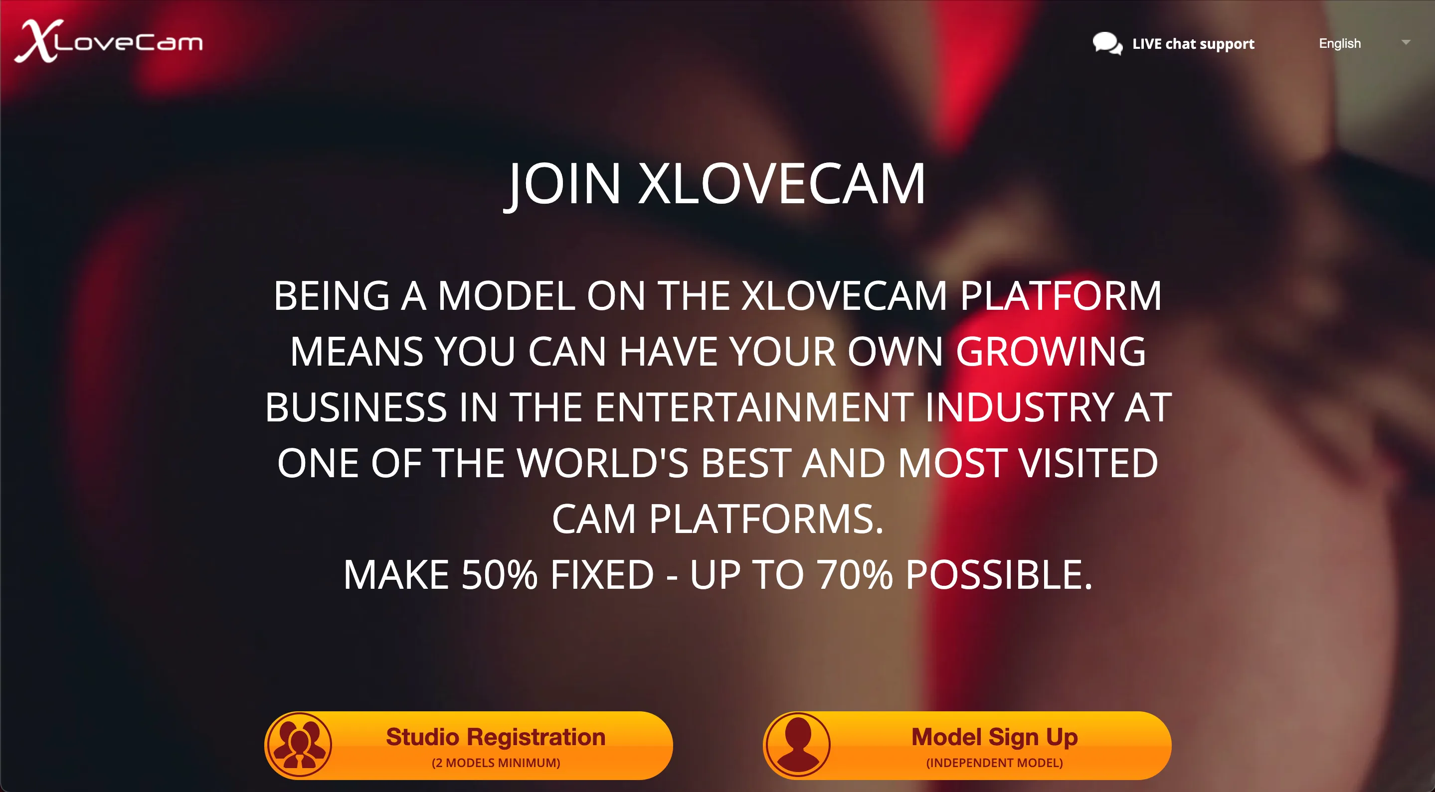 XLoveCam homepage